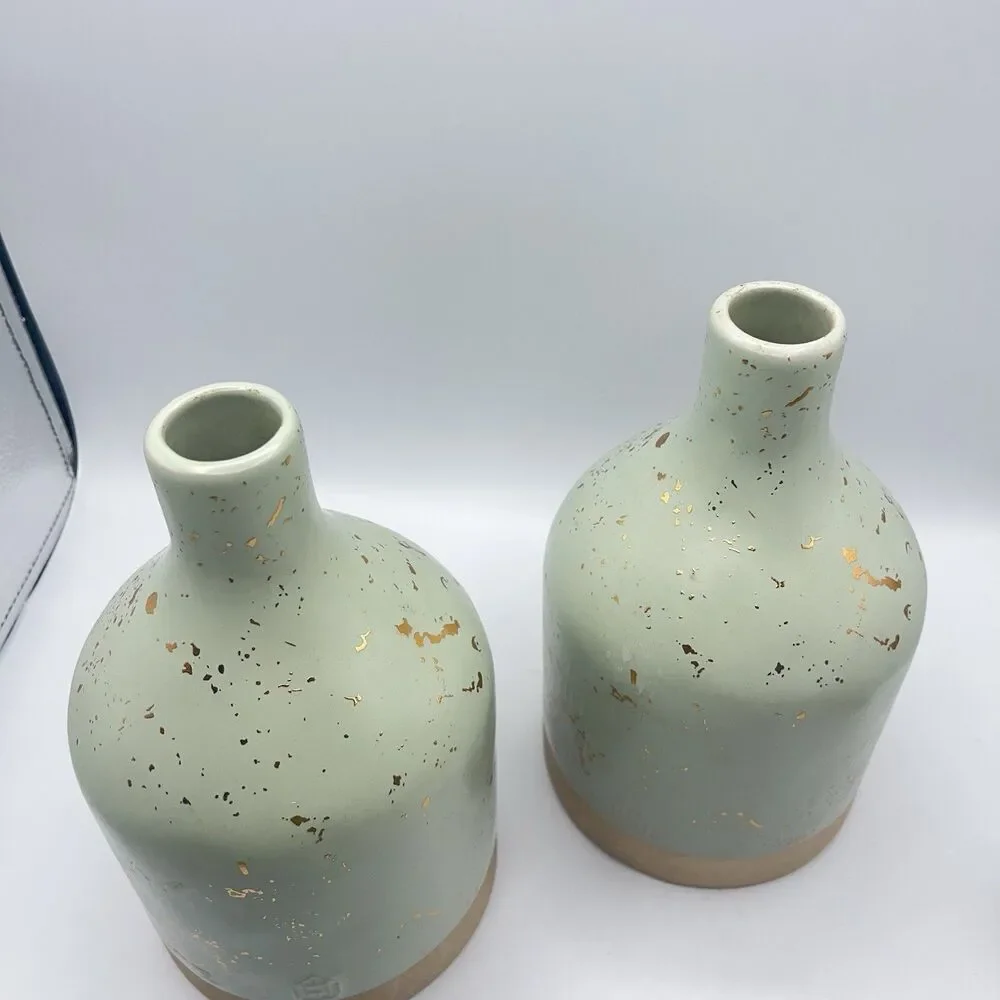 hearth and hand With magnolia Stoneware Vase Gold Sparked - Set Of Two
